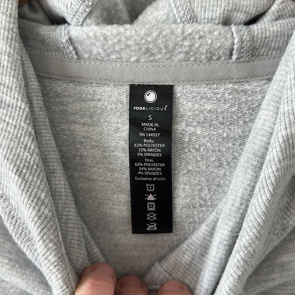 Yogalicious Gray Cowl Neck Hooded Women's Sweatshirt Size Small - Picture 10 of 16